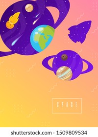 Vector illustration of Space background with stars and planets