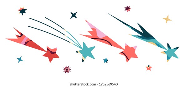 Ilustración Vectorial De Un Espacio. Gran vector plano cósmico con estrellas abstractas. Ilustraciones abstractas para carteles, afiches, postales