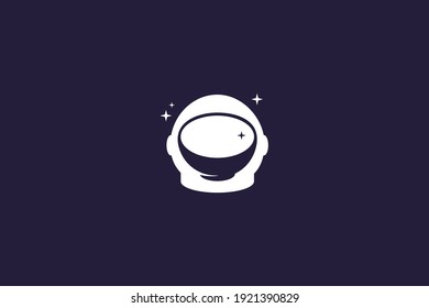 vector illustration of space bowl logo. with astronaut helm.