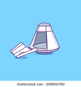 Ilustración vectorial de los módulos de cápsulas espaciales sobre fondo azul. Tema espacial.