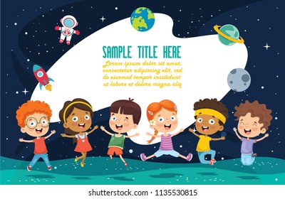Vector Illustration Of Space Children