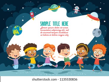 Vector Illustration Of Space Children