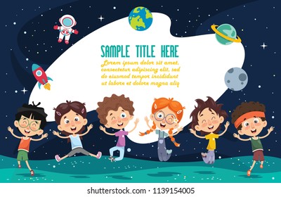 Vector Illustration Of Space Children