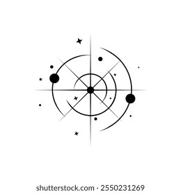 Ilustração vetorial do ícone da bússola espacial sobre fundo branco