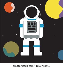 Vector illustration of space, cosmonaut and galaxy for poster