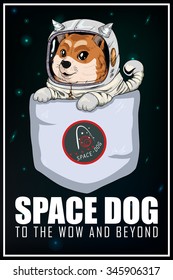 A Vector Illustration Of Space Dog Wallpaper Design