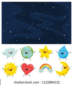 Vector Illustration Of Space Elements