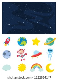 Vector Illustration Of Space Elements