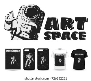 Vector illustration of space explorers. Traveler universe. universe researcher.Man in suit on the background of the infinite universe.The illustration on the theme of science, space exploration.
