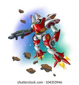 Imagen vectorial del robot aéreo espacial.
