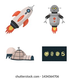 Vector illustration of space and galaxy icon. Set of space and travels vector icon for stock.