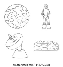 Vector illustration of space and galaxy icon. Collection of space and travels vector icon for stock.