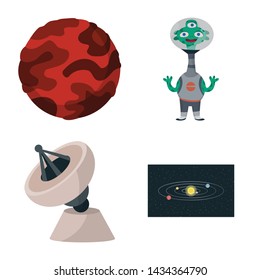Vector illustration of space and galaxy logo. Collection of space and travels stock symbol for web.