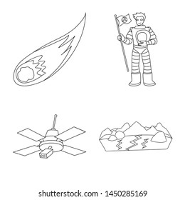 Vector illustration of space and galaxy sign. Set of space and travels stock symbol for web.