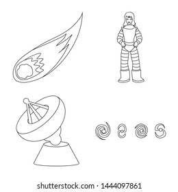 Vector illustration of space and galaxy symbol. Collection of space and travels stock vector illustration.
