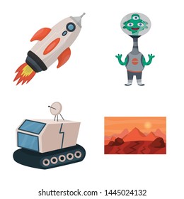 Vector illustration of space and galaxy symbol. Collection of space and travels vector icon for stock.
