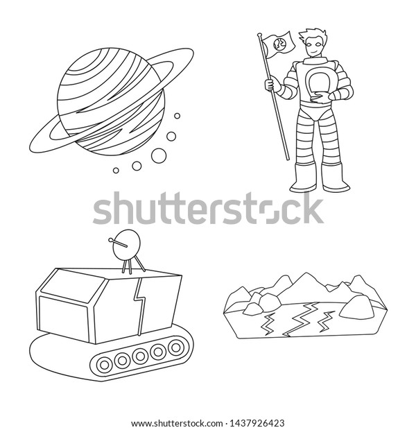 Vector illustration of space and\
galaxy symbol. Set of space and travels stock symbol for\
web.