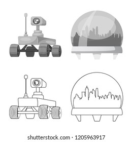 Vector illustration of space icon. Collection of mars and planet stock vector illustration.