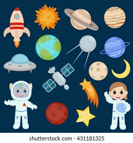 Vector illustration of space icon set.