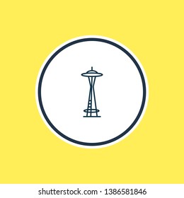 Vector Illustration Of Space Needle Icon Line. Beautiful Culture Element Also Can Be Used As Downtown Icon Element.