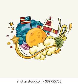 Vector illustration of space on white background