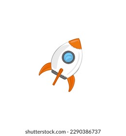 A Vector Illustration of a Space orange Rocket isolated