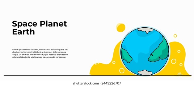 Ilustración vectorial del planeta tierra del espacio. Plano moderno en estilo de línea continua.