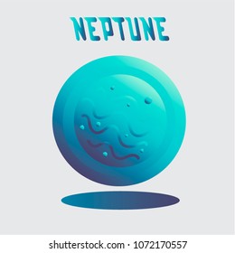Vector illustration. Space: planet Neptune on  white background.