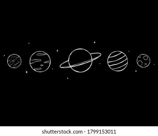 Vector illustration of space with planets and stars