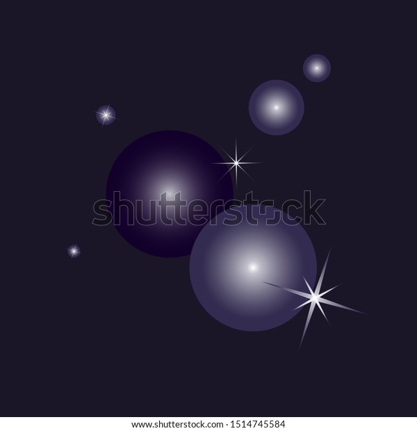 Vector illustration. Space, planets and\
stars on a dark background. Cosmos sphere\
geometry.
