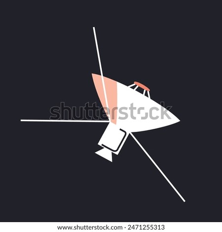 Vector illustration of a space probe. Universe and astronomy in flat cartoon style. Spacecraft, exploration technology, celestial satellite. Ideal for science, educational materials, space missions