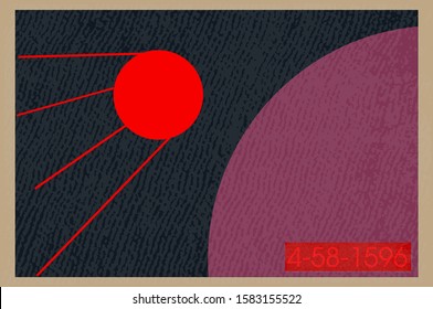 vector illustration, space retro postcard, vector, outer space