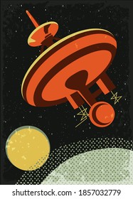 vector illustration, space retro postcard, vector, outer space