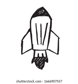 Vector Illustration of Space Rocket Science Icon on Isolated Background. Use This Hand Drawing or Sketch Icon For Graphic Design, Poster, Shirt Design and More.
