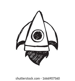 Vector Illustration of Space Rocket Science Icon on Isolated Background. Use This Hand Drawing or Sketch Icon For Graphic Design, Poster, Shirt Design and More.