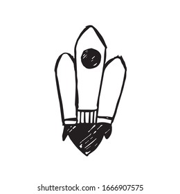 Vector Illustration of Space Rocket Science Icon on Isolated Background. Use This Hand Drawing or Sketch Icon For Graphic Design, Poster, Shirt Design and More.