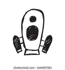 Vector Illustration of Space Rocket Science Icon on Isolated Background. Use This Hand Drawing or Sketch Icon For Graphic Design, Poster, Shirt Design and More.