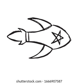 Vector Illustration of Space Rocket Science Icon on Isolated Background. Use This Hand Drawing or Sketch Icon For Graphic Design, Poster, Shirt Design and More.