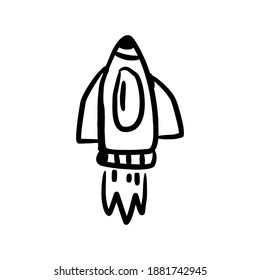 Vector Illustration of Space Rocket.  
 Use This Hand Drawing or Sketch Icon For Graphic Design, Poster, Shirt Design 