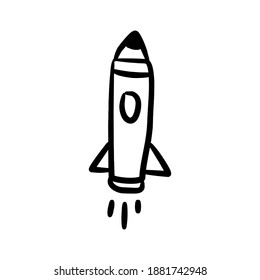 Vector Illustration of Space Rocket.  
 Use This Hand Drawing or Sketch Icon For Graphic Design, Poster, Shirt Design 