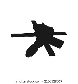 Ilustración vectorial, silueta satelital espacial, estilo de diseño plano semirealista.