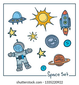 Vector Illustration from space set.Good for card, poster, banner, invitation, postcard, icon. EPS 10