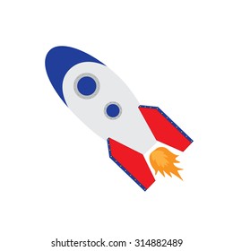 Vector illustration of space ship rocket, rocket launch vector isolated icon, rocket toy
