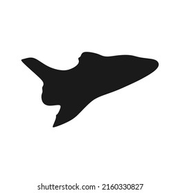 Vector illustration, space shuttle silhouette, semi realistic flat design style.
