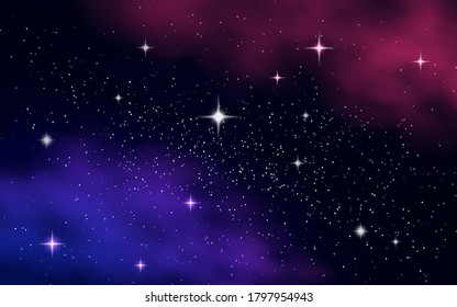 Vector illustration of space with stars and nebula