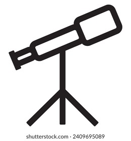 Vector illustration of a space telescope icon. line drawing style. black and white color.