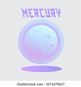 Vector illustration. Space: violet planet Mercury on a grey background.