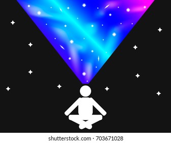 vector illustration space yoga lotus flat design