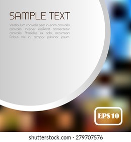 Vector illustration with space for your text in a circular area on abstract blurred background. For web design, brochures, postcards.