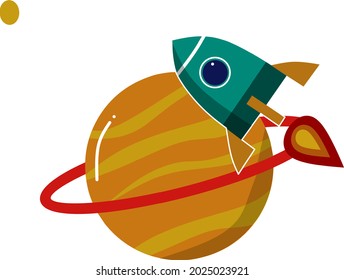 vector illustration of space-inspired planets and rockets